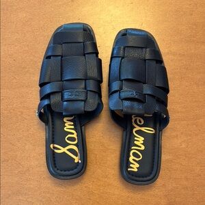 Sam Edelman Dina Fisherman Mule - size 9, Black Woven Slide Sandals